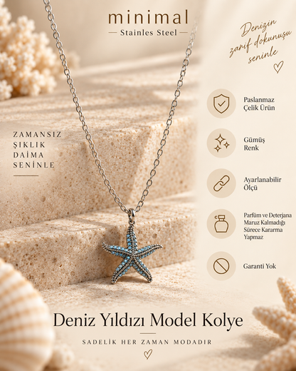 Deniz Yıldızı Model Paslanmaz Çelik Kolye