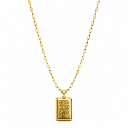 Külçe Form 316L Çelik Kolye – Gold Renk