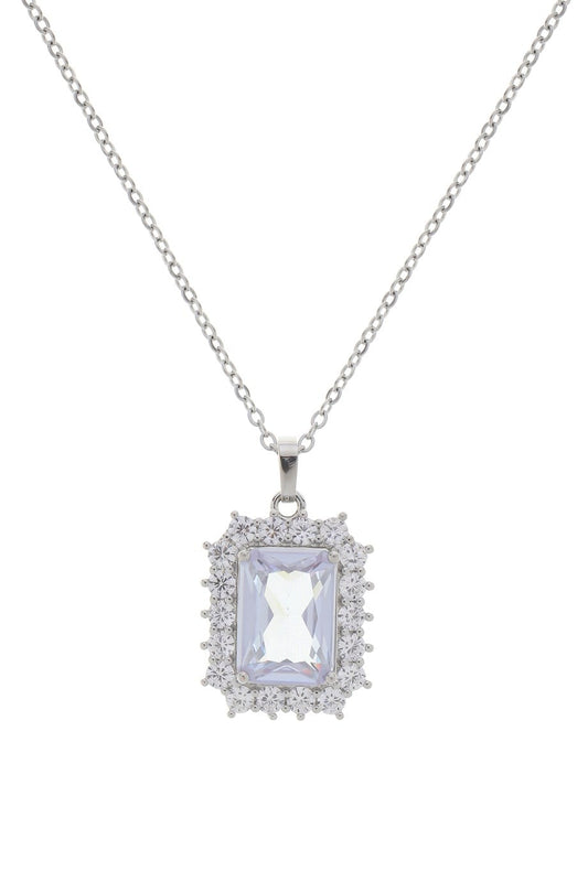 Baguette Cut Zircon Stone Premium Steel Necklace - Claire