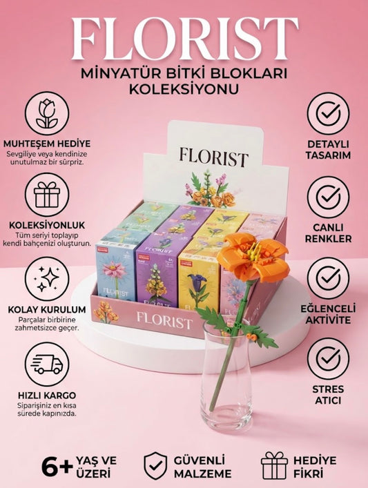 Lelebrother Florist Serisi Çiçek Blok Seti / Minyatür Yapı Bloku / Sevgiliye Hediye⁠
