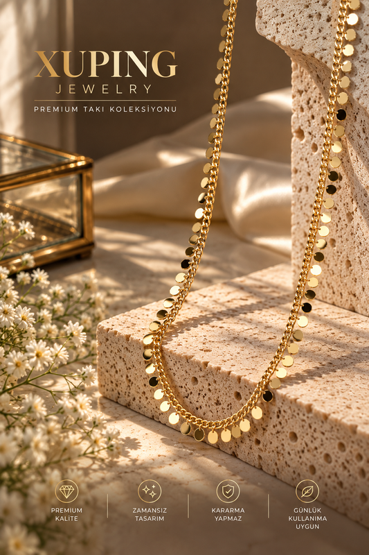 Xuping Premium Pul Detaylı Zincir Kolye – Gold Renk