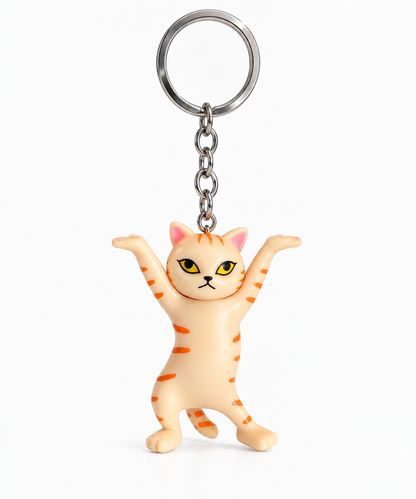 Tekir Kedi Figürlü Zincirli Anahtarlık ve Çanta Aksesuarı