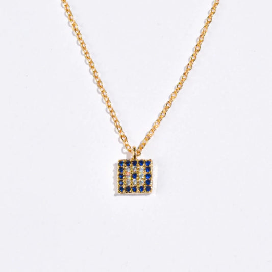 Gold Plated Square Design Black Stone E.